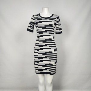 PARKHURST Grey & Black Cotton Knit Mini Dress Size S